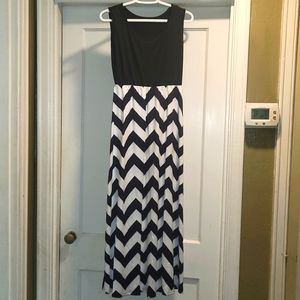 Black and White Chevron Maxi Dress - Size Small